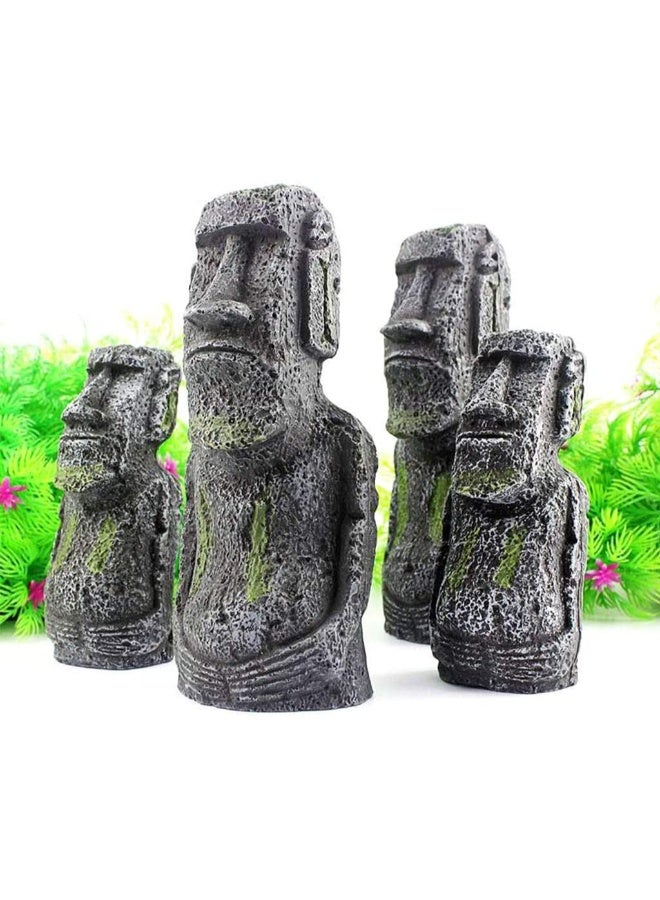 تمثال حجري من جزيرة الفصح، زينة من الراتنج، لتزيين أحواض السمك - (صغير، متوسط، كبير) - Image 1